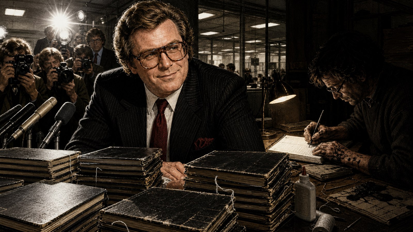 Reconstitution éditoriale de la présentation de faux carnets historiques à la presse allemande en 1983