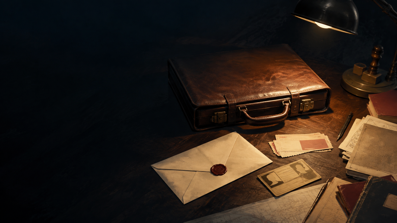 Editorial illustration: a briefcase and documents on a desk.